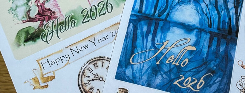 A photo of two sheets of stickers celebrating new year 2026