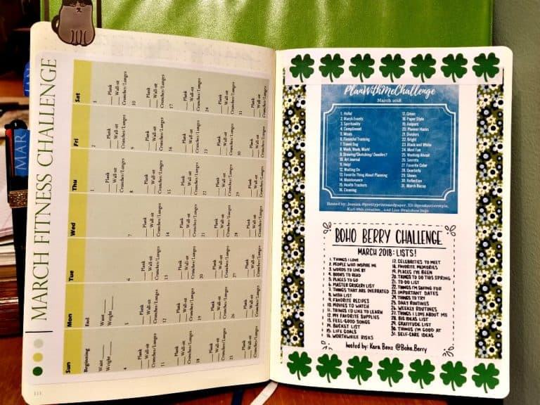 March Fitness Challenge calendar and planning challenge prompts