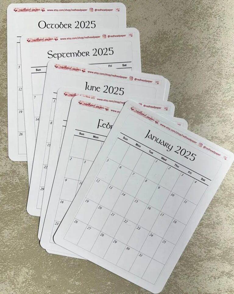 Stickers with one month per sheet