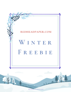 The cover of the Winter Freebie, with a wintry border and a snowy scene